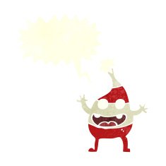 cartoon funny christmas creature with speech bubble N20