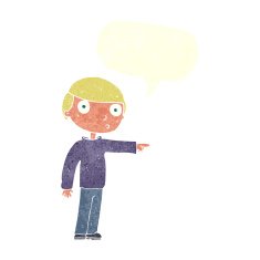 cartoon man pointing with speech bubble N190