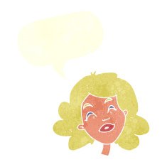 cartoon happy female face with speech bubble N170