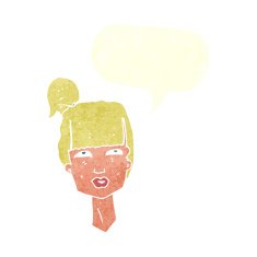 cartoon female head with speech bubble N10