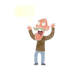 cartoon old man getting a fright with speech bubble N9