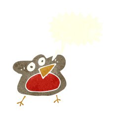 funny cartoon robin with speech bubble N10