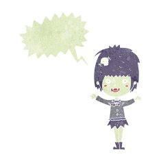 cartoon happy vampire girl with speech bubble N38