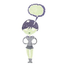cartoon pretty vampire girl with speech bubble N29