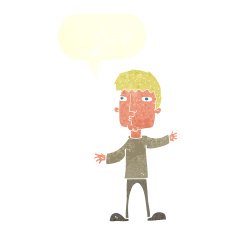 cartoon curious man with speech bubble N65
