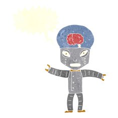 funny cartoon robot with speech bubble N50