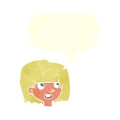 cartoon happy female face with speech bubble N175