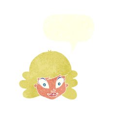cartoon happy female face with speech bubble N176