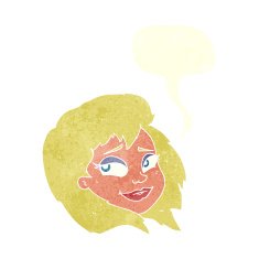 cartoon happy female face with speech bubble N177