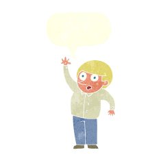 cartoon man asking question with speech bubble N49