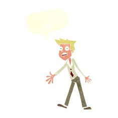 cartoon stressed man with speech bubble N66