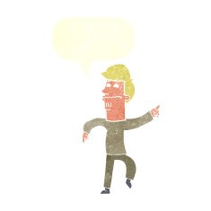 cartoon worried man pointing with speech bubble N29