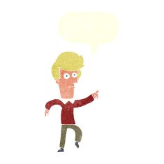 cartoon man pointing with speech bubble N192