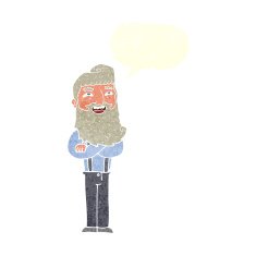 cartoon happy man with beard speech bubble N39