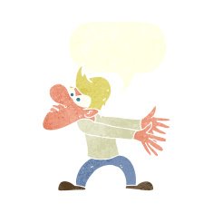 cartoon annoyed man gesturing with speech bubble N9