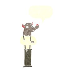 cartoon friendly werewolf with speech bubble N11