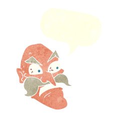 cartoon angry old man with speech bubble N136
