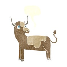 cartoon cow with speech bubble N37