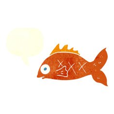 cartoon fish with speech bubble N84