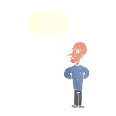 cartoon evil bald man with speech bubble N10