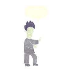cartoon excited vampire with speech bubble N10