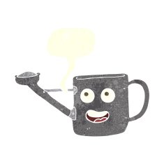 watering can cartoon with speech bubble N2