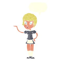 cartoon waitress with speech bubble N25