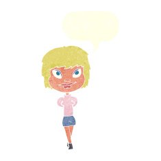 cartoon happy woman with speech bubble N248