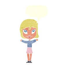 cartoon woman with open arms speech bubble N93