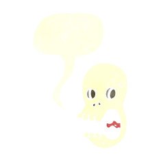 funny cartoon skull with speech bubble N20