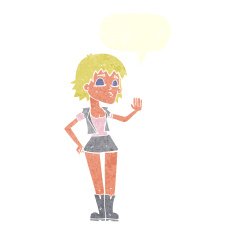 cartoon cool girl with speech bubble N29