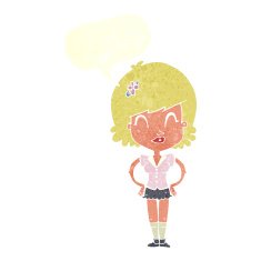 cartoon happy woman with speech bubble N249