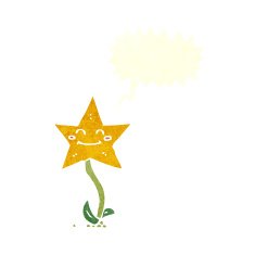 cartoon star flower with speech bubble N10