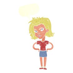 cartoon woman with hands on hips speech bubble N210