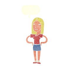 cartoon woman with hands on hips speech bubble N211