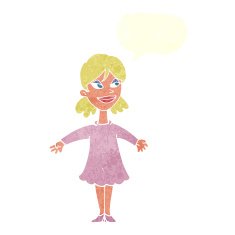cartoon woman with open arms speech bubble N95