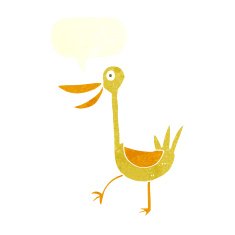 funny cartoon duck with speech bubble N10