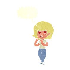 cartoon woman in love with speech bubble N10