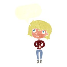 cartoon friendly woman with speech bubble N69