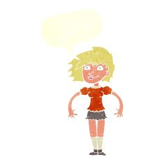 cartoon happy woman with speech bubble N250