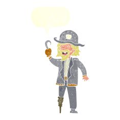 cartoon pirate captain with speech bubble N10