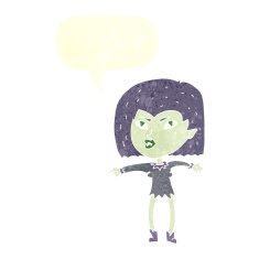 cartoon vampire girl with speech bubble N222
