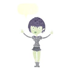 cartoon vampire girl with speech bubble N223