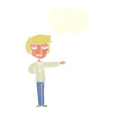 cartoon man gesturing welcome with speech bubble N10