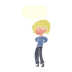 cartoon woman whistling with speech bubble N10