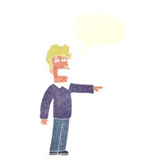 cartoon man accusing with speech bubble N20