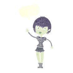 cartoon vampire girl with speech bubble N224