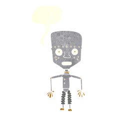 funny cartoon robot with speech bubble N51