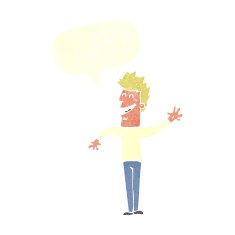 cartoon happy man waving with speech bubble N38