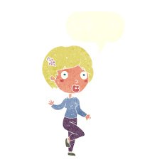 cartoon surprised woman with speech bubble N233